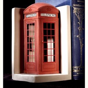 ❤️ SET OF 2 UK Telephone Box Sculpture British Telephone Bookend